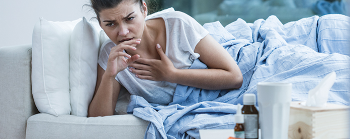 Women is suffering from dry cough