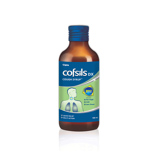 Cofsils DX Cough Syrup - Relief From Cold, Dry Cough, Sore Throat & Stuffy nose Symptoms