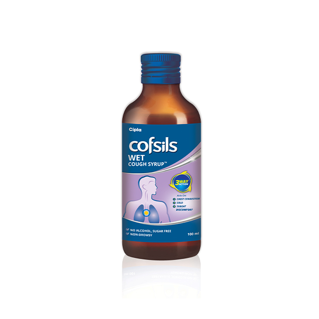 Cofsils Wet Cough Syrup is a 3-Way Action Relief From chest congestion, cold and throat discomformt
